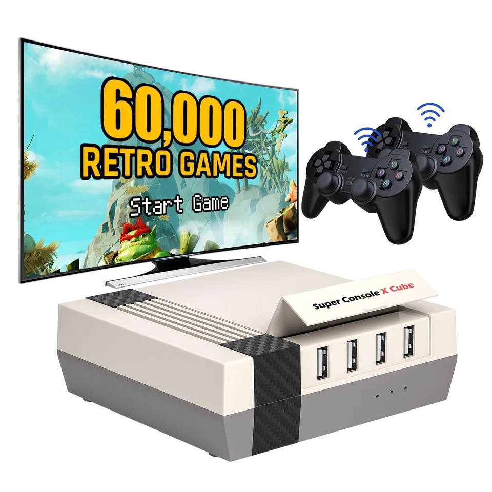 Kinhank Video Games Consoles Super Console X Cube Retro Game Console s 60 000+ klasickými hrámi kompatibilnými s PSP/PS1/DC atď.