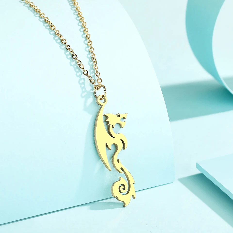 Kinitial Exquisit z nehrdzavejúcej ocele Dragon z nehrdzavejúcej ocele Pendant Ball Reťaz dámske kmeňové šperky Christma Gift Girlful