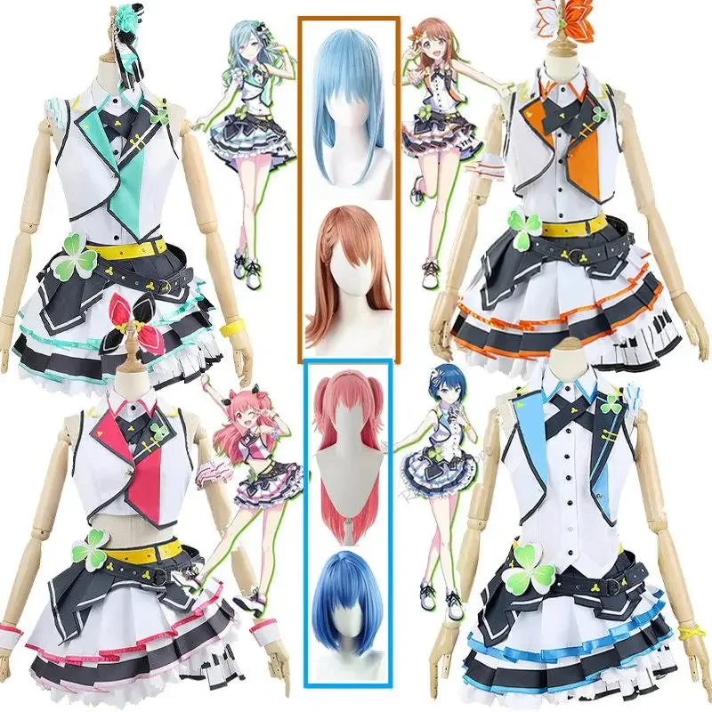 Kiritani Haruka cosplay hanasato minori momoi airi hinomori shizuku cosplay anime projekt sekai farebný pódium viac skok