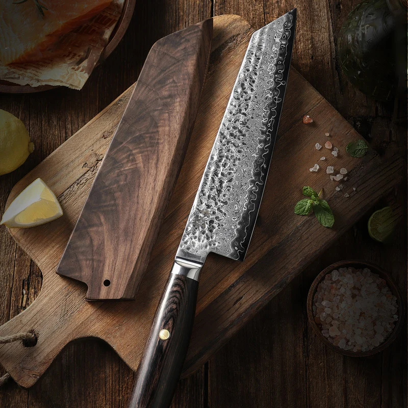 Kiritsuke nôž s dreveným krytom 67 vrstiev VG-10 Damascus Steel Blade Razor Sharp Chef CliCing Cleaver Hamiling Kuchynské nože
