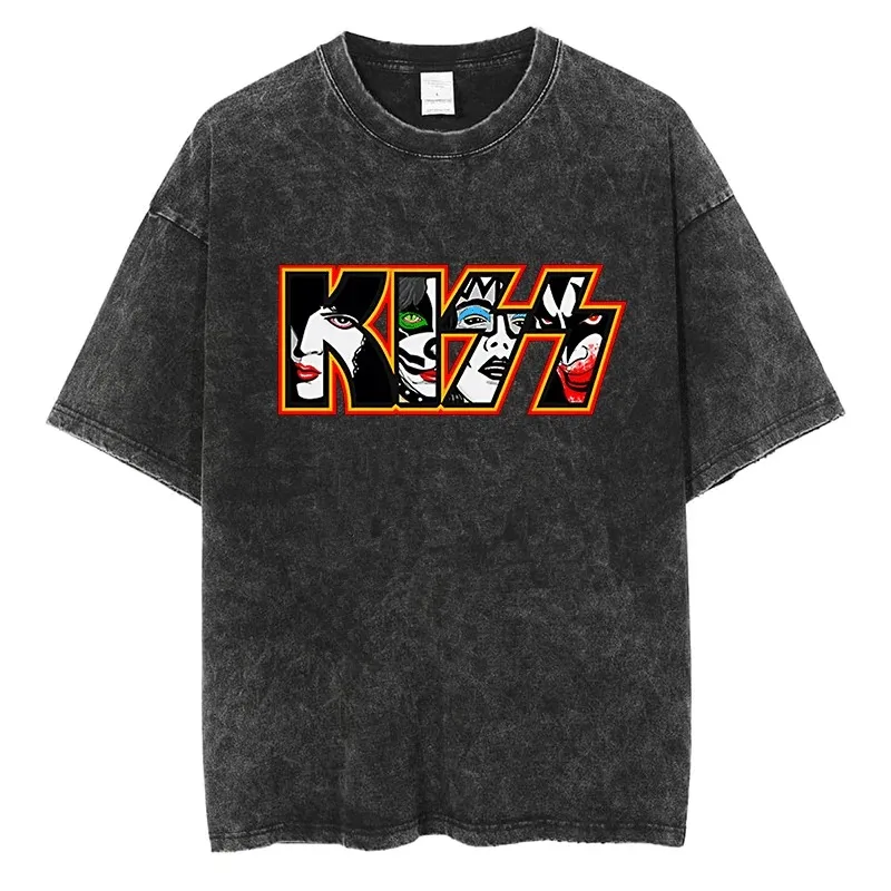 Kiss Rock Band Grafické tričko Gothic Fashion High Street Men Dámske nadmerne veľké uličné oblečenie kvalita bavlny vintage tričko s krátkym rukávom