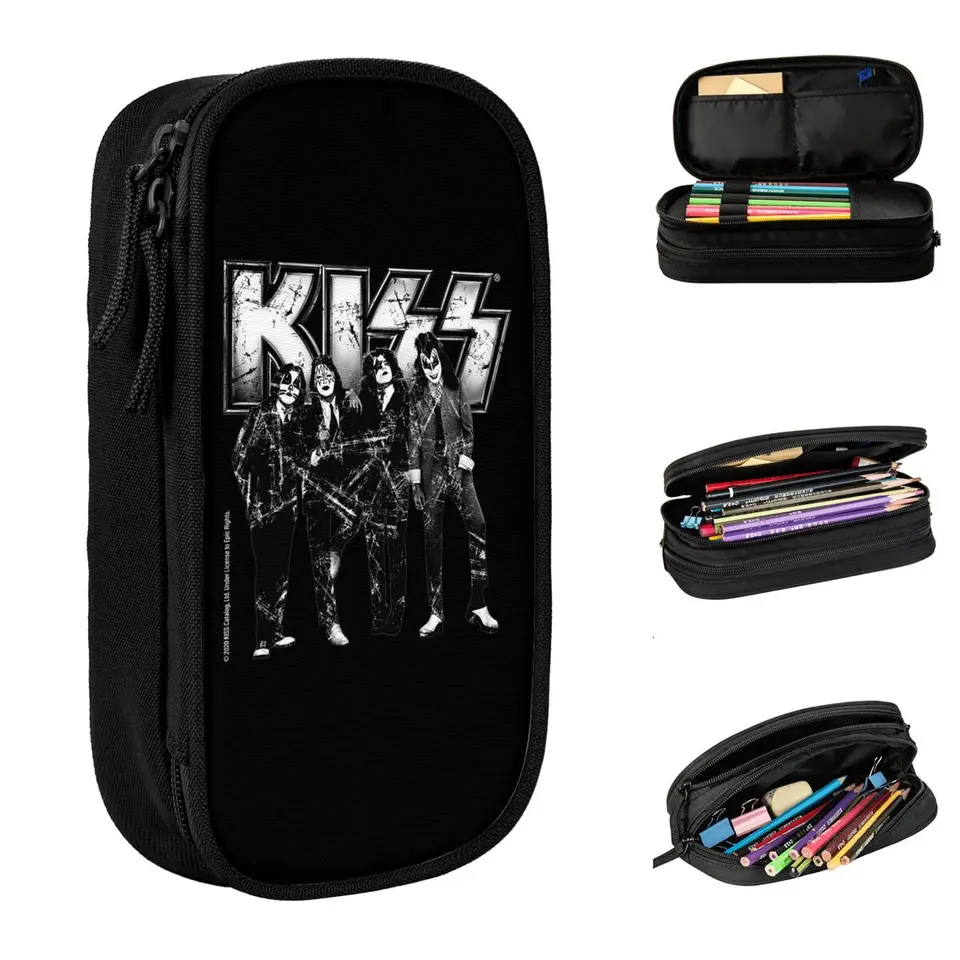 Kiss the Band Heavy Metal Music Rock Merch Cencil Case Case veľkej kapacity kancelárske potreby ceruzkou vrecko Úžasný darček
