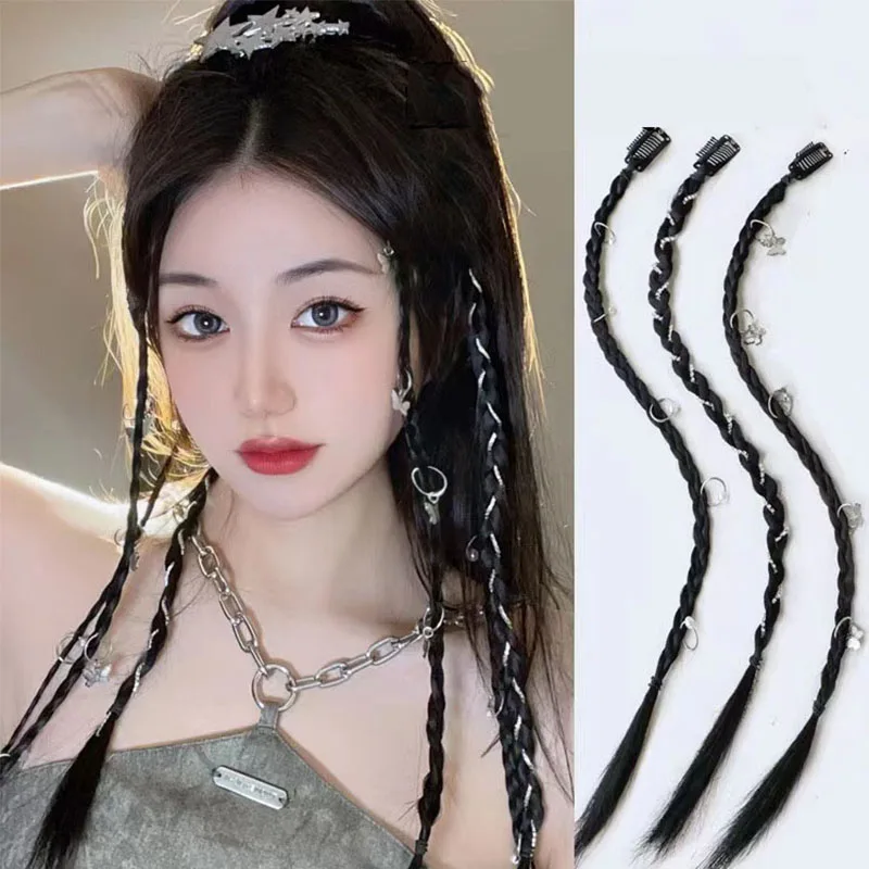 Kiss šperky y2k Ženy Kovový prsteň perla Butterfly pracka na parochňu Braids Sladké cool simulované copy