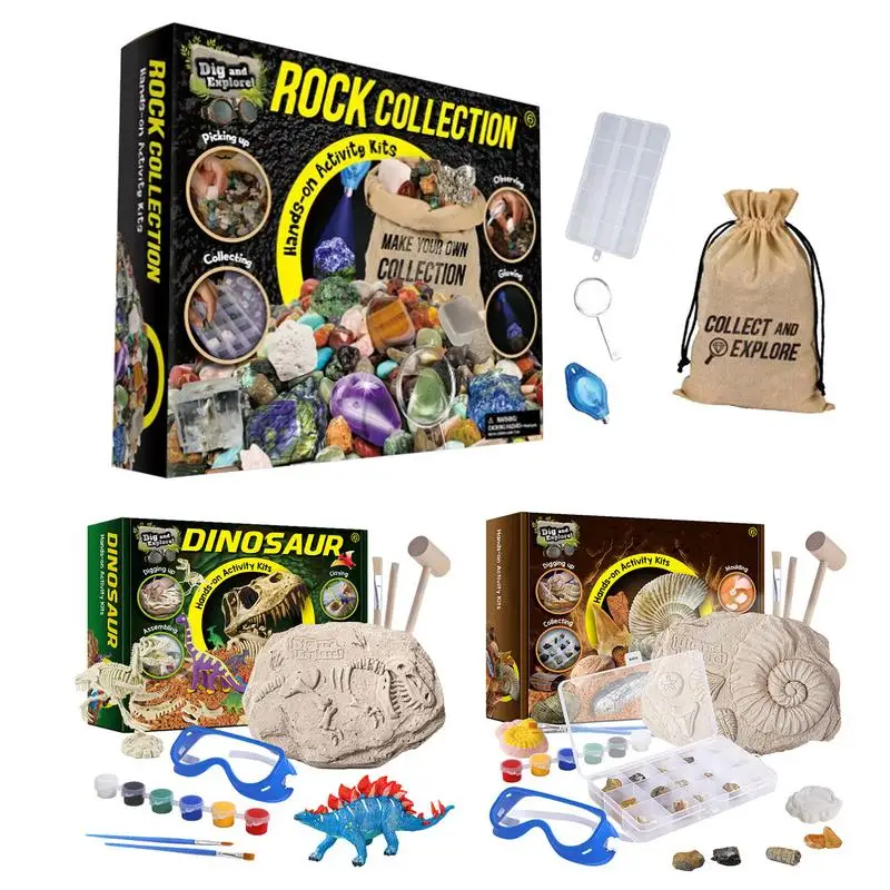 Kit fosílne kopanie pre deti STEM Vzdelávacie hračky Deti učiť sa výkopy Science Kit Kit Boys Repace Fossil Digging Kit