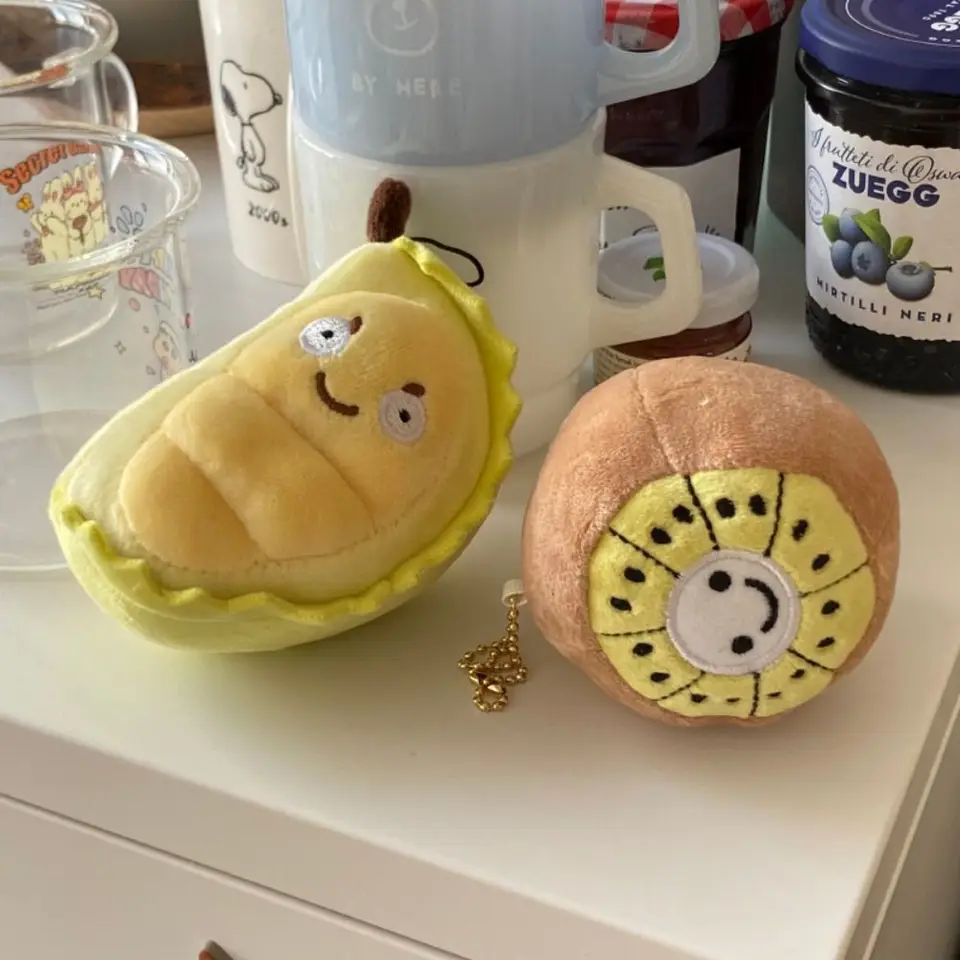 Kiwifruit roztomilý ovocný prívesok batoh kúzla Key pracka Durian plyšový reťazec Kľúčový štýl Karikatúra Kantoár