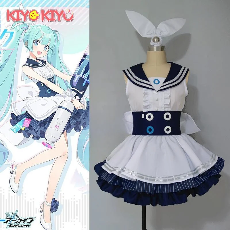 Kiyo-kiyo Blue Archív Miku Cosplay kostýmy Game Blue Archív Miku Sailor JK Dress Halloween Costumes Can Made Made