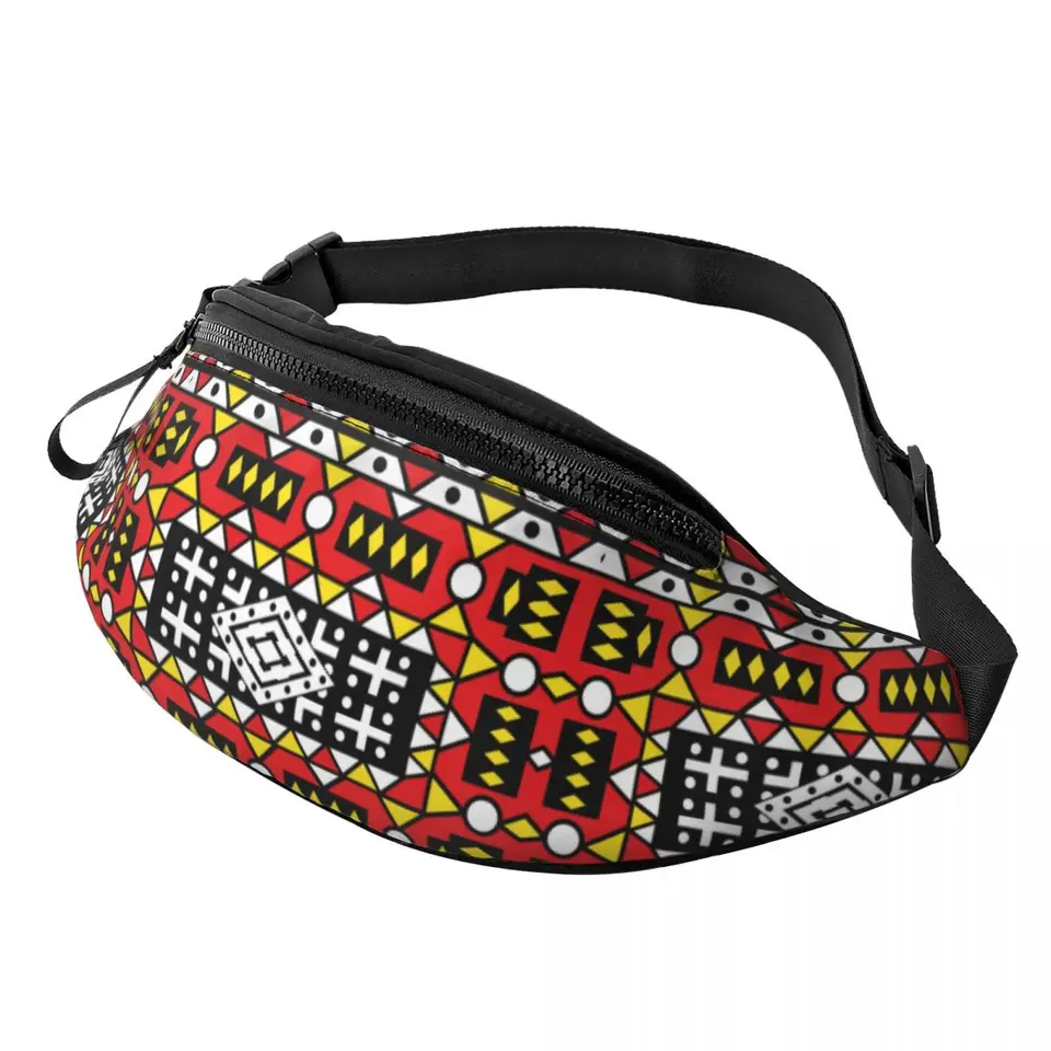 Kizomba Samakaka Ankara tlač Fanny Pack pre cestovanie turistiku Ženy Muži Muži Africký vosk Design Crossbody Waist Bag Pleast Peniaze Penovu Peniaze