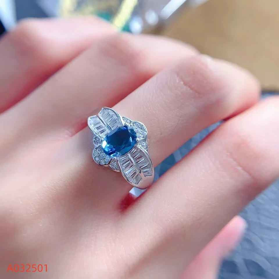 Kjjeaxcmy jemné šperky S925 Pure Silver Vynikajúce vykladané prírodné londýnske modré dámsky prsteň dámsky prsteň jednoduché elegantné podpora podpora drahokamov