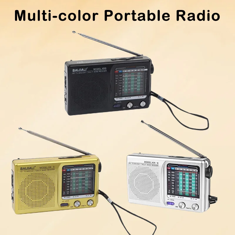 KK9 Prenosné rádio Full Band Mini Pocket Radio AM FM Radio LCD Digitálna rádiová batéria prevádzkovaná s teleskopickou anténou