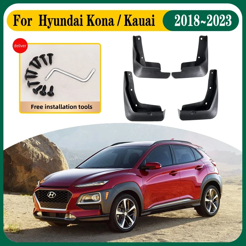 Klapky na bahno pre Hyundai Kona Accessories 2022 2018 ~ 2023 Hyundai Kauai Encino OS MK1 Mudguards Splash Guard predné zadné blatníky