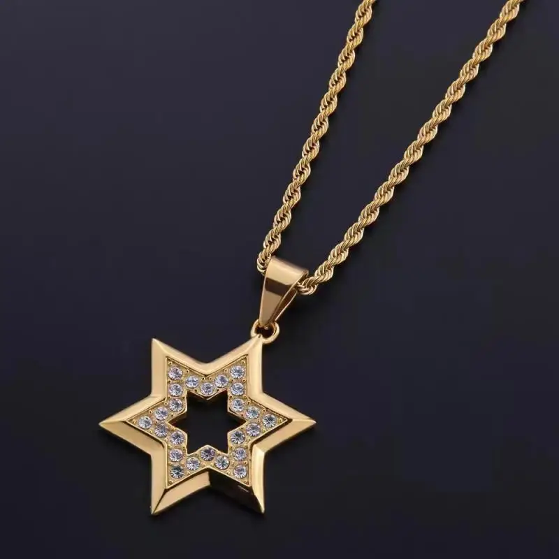 Klasická hviezda Dávida s náhrdelníkom o prívesok Gemstone Gemstone pre mužov