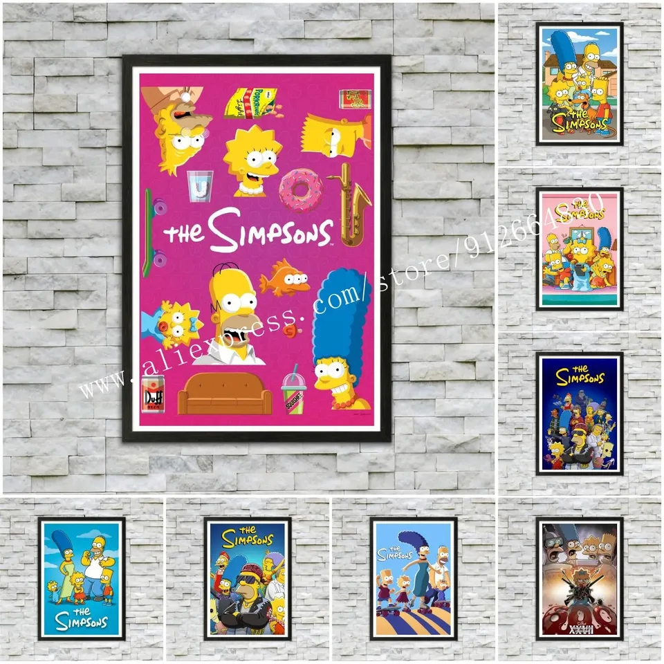 Klasická karikatúra TV Simpson plagát plátno výtlačky Spálňa Veľká domáca dekorácia nástenná umenie Obrázok plátno na stenu