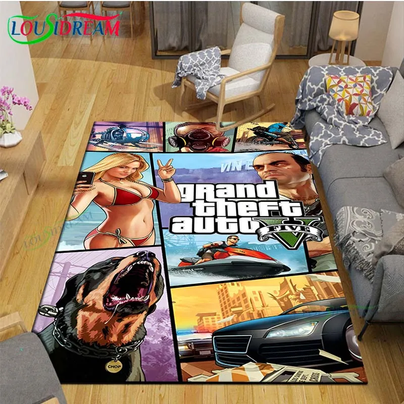 Klasická vzrušujúca hra G-GTA Tlačené koberce obývacia izba proti streľbe kobercové koberce Kids spálne rohože jogy rohož veľké koberce dekor