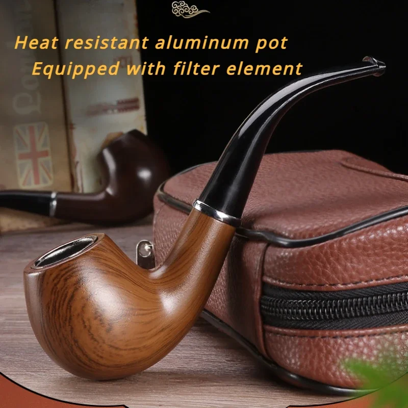 Klasické drevené obilie Resin Tabak Pipe Komínový filter fajčiarske potrubia tabak rúrky cigarety Cigar Darček pre darčekové mlynčeky dymový náustok