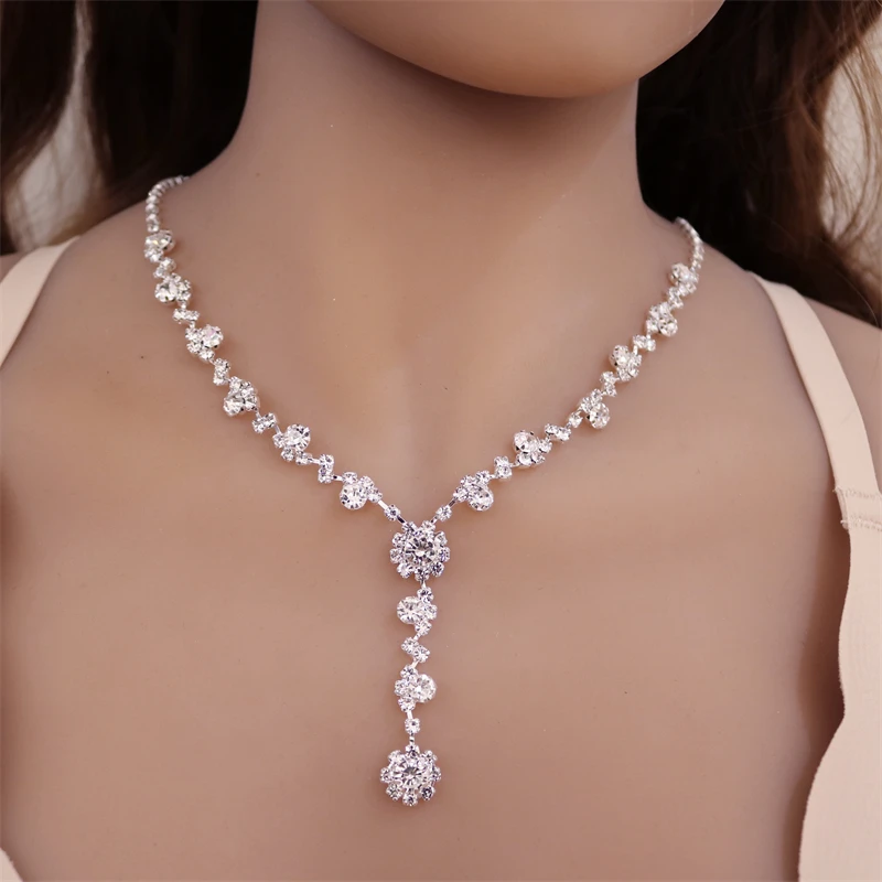 Klasické krištáľové strieborné sexy farbu biely choker náhrdelník