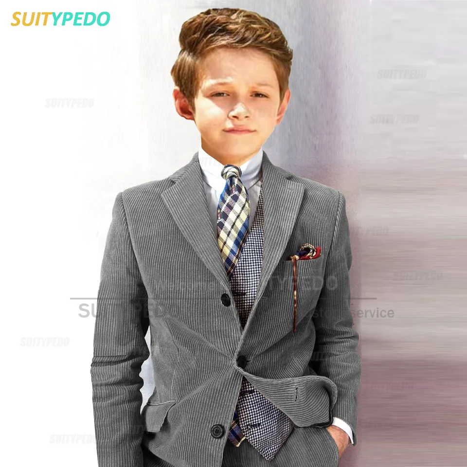 Klasické súpravy obleku Corduroy pre detský chlapec Štedrý deň pre deti formálne oblečenie Školské aktivity na mieru módne blazer nohavice