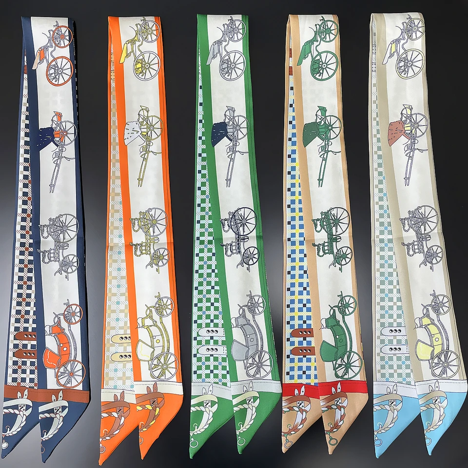 Klasické šachovnice značky Kočiari dizajn Twill hodvábny šál luxusný šál Ženy Foulard Skinny tašky Šatky šatky na krk