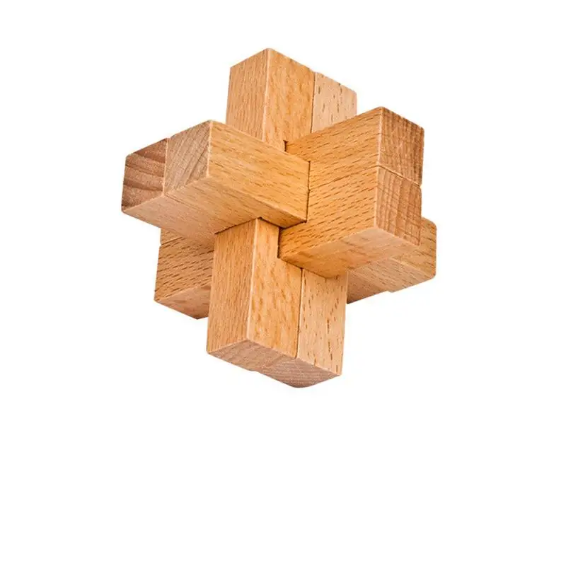 Klasický 6-dielna drevená vzájomne prepojená krížová puzzle hra pre dospelých deti