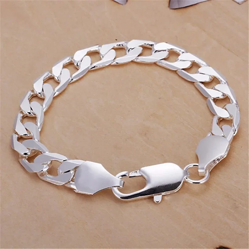 Klasický, 6 mm 8 mm 10 mm plochý náramok 925 Sterling strieborné náramky