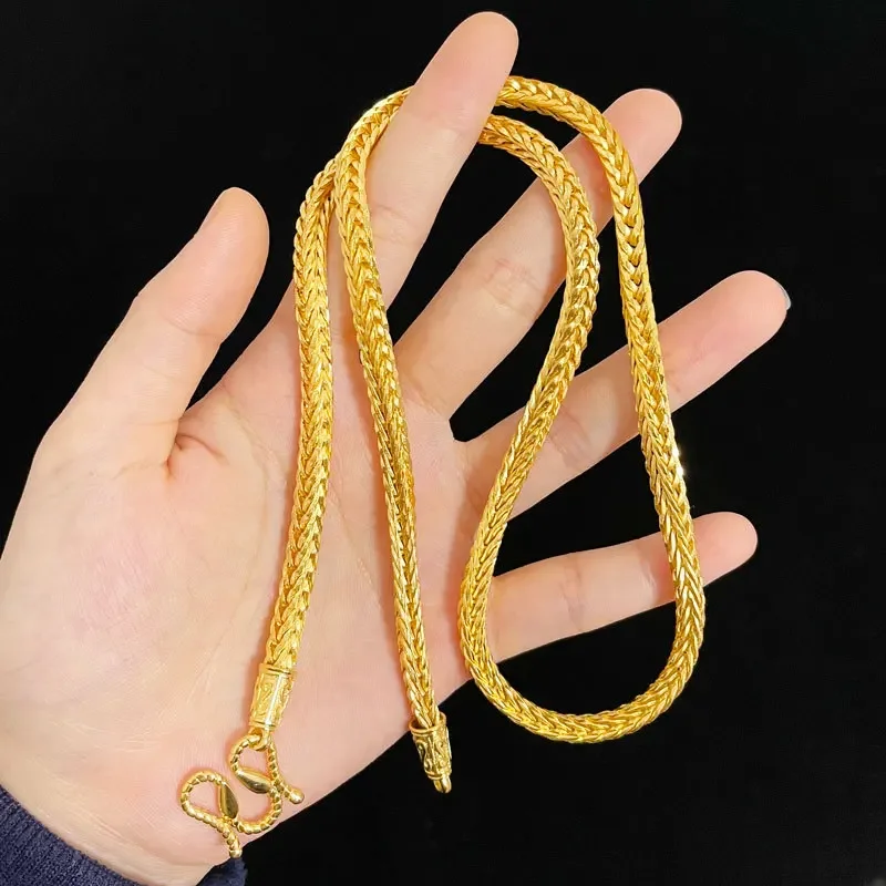 Klasický 60 cm čistý zlatý hadový kosť náhrdelník kosť retiazka Náhrdelník
