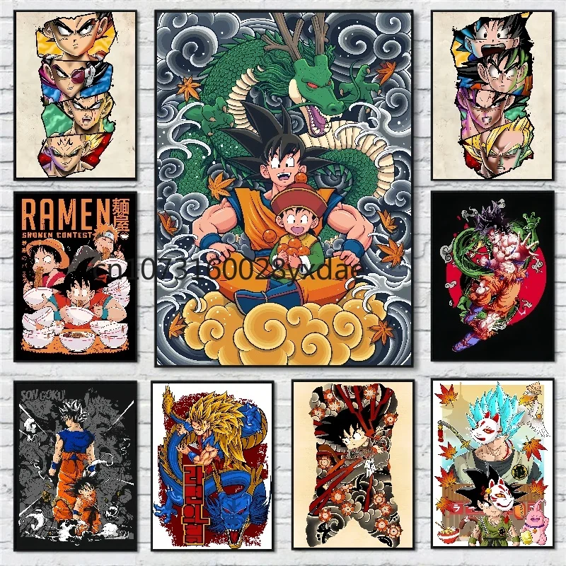 Klasický anime drak loptu retro hd plagát Super Saiyan goku gohan vegeta plátno maľba maľba tlaču nástenné umenie dom