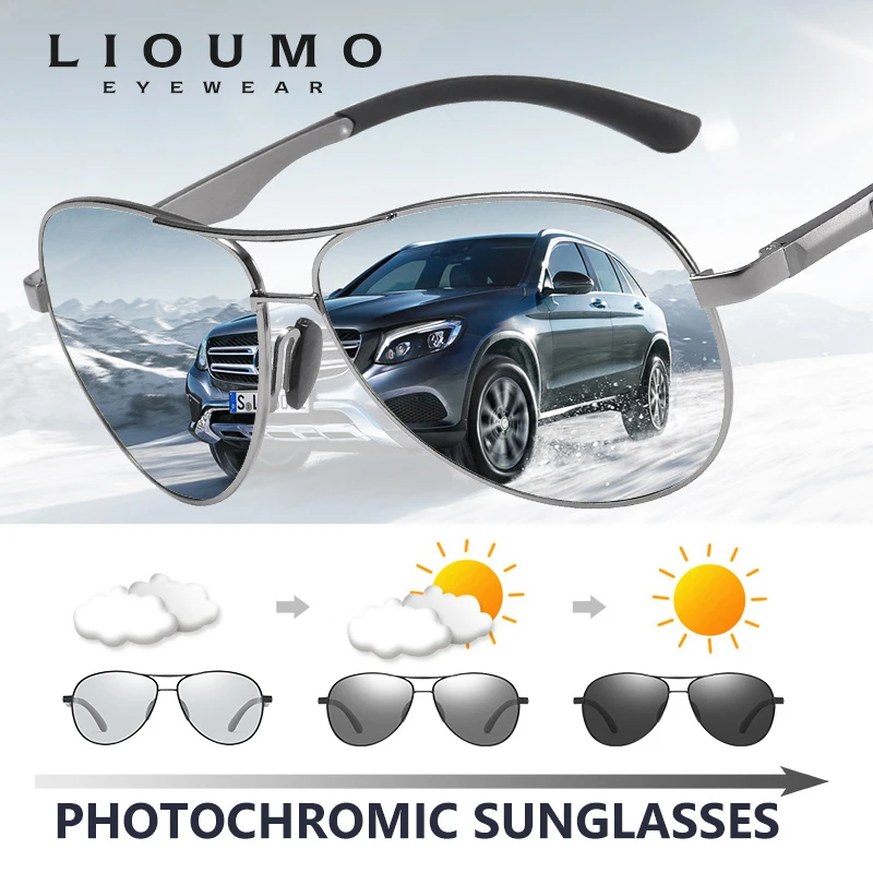 Klasický dizajn značky pilot fotochromatické slnečné okuliare muži Polarizované bezpečnostné hnacie slnečné okuliare Ženy anti-glare gafas de sol hombre