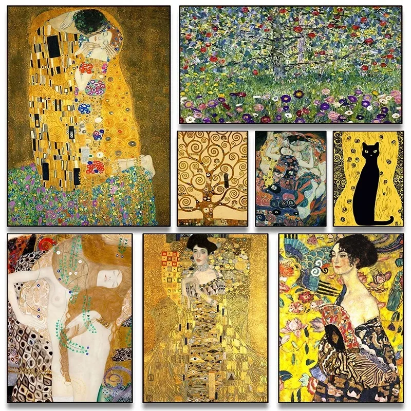 Klasický Gustav Klimt Abstraktná postava Artwork Kiss, Tree of Life Plagát a výtlačky plátno maľba nástenné obrázky domáce dekorácie darček