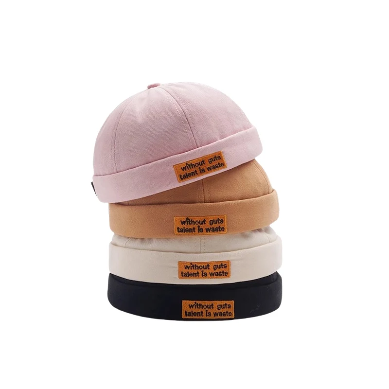 Klasický list výšivky docker Brimless Cap Hat Retro Street Style Spring leto letné unisex nastaviteľný Skullcap gorras y2k
