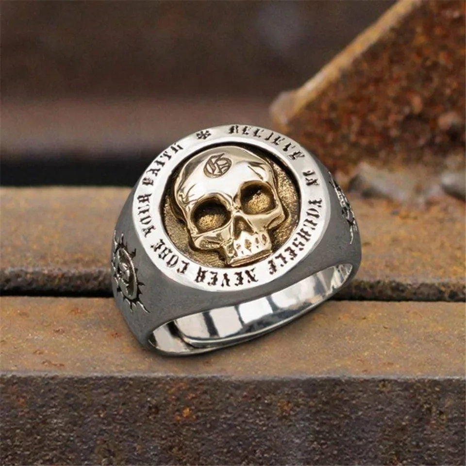 Klasický minimalista Vintage Skull Punk Rock Hip Hop trend Pánske prsteň Boys Birthday Street Niche Party Birthday GiftBanquetjewelry