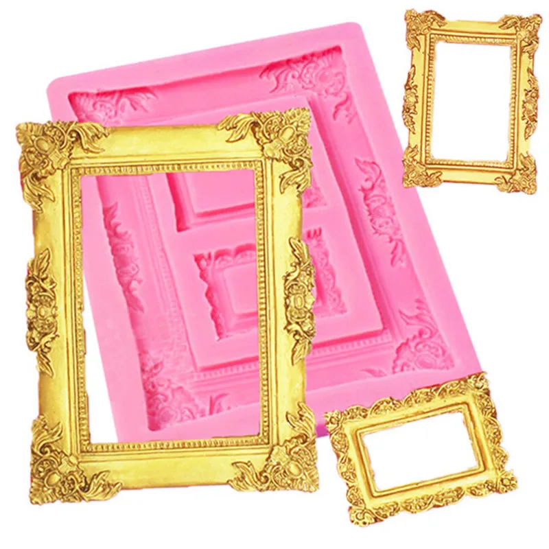 Klasický retro fotografický rám DIY fondant tortu sušienky hlinená epoxidová omietka dekorácia modelovanie nástroja ručne vyrobená silikónová forma