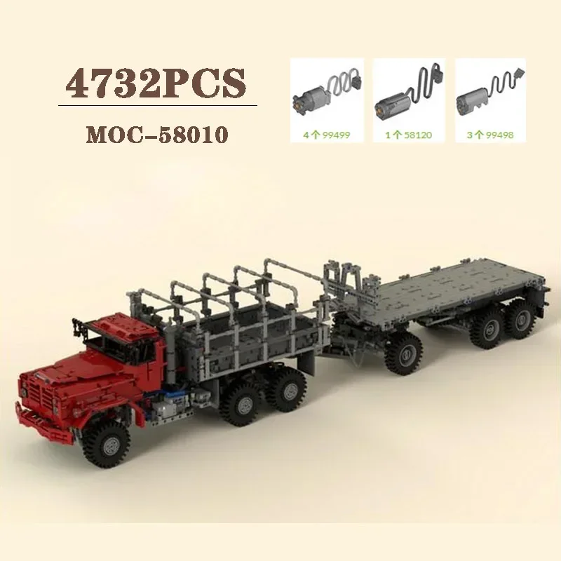 Klasický stavebný blok MOC-58010 Off Road Truck Transport Trailer 4732ks dospelých chlapcov narodeniny vianočné darčeky Model