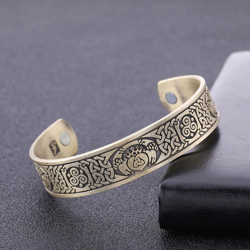 Klasika Viking Nordic Rune Celtics Symboly uzol Cuff Bangle Men Ženy Amulet Zdravie Magnetická terapia náramky šperky darček