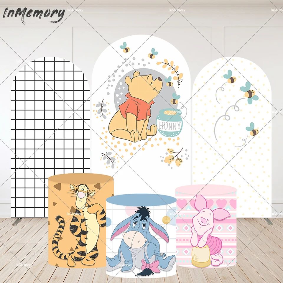 Klasika Winnie the Pooh Boy Birthday Party Decoration Decotion Arch Cover Cover Wall Honey Bee Baby Shower Arched Wall pozadie