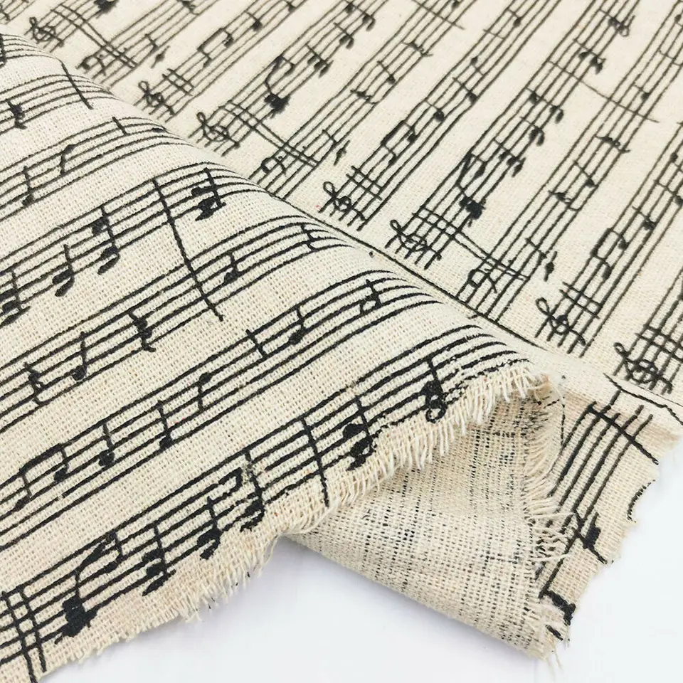 Klavírne hudobné skóre potlačené textilné listiny retro ľanová bavlna DIY ručne vyrábané remeselné šijacie vankúše obrusy dekorácie Materiál