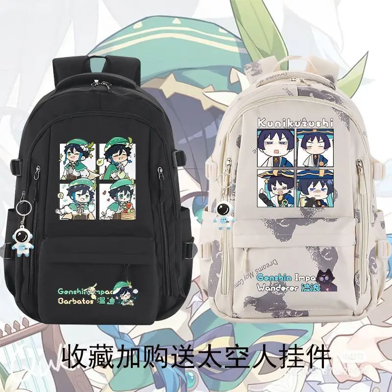 Klee Zhongli Morax Venti Barbatos Hu Tao Genshin Impact Anime Bookbag batoh batoh ležať s kabelkou kabelky Crossbody Bag Cast