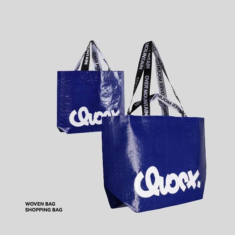 Klein Blue PP Woven Shopping Bag Opätovne použiteľná prenosná ramenná kabelka pre cestovné potraviny