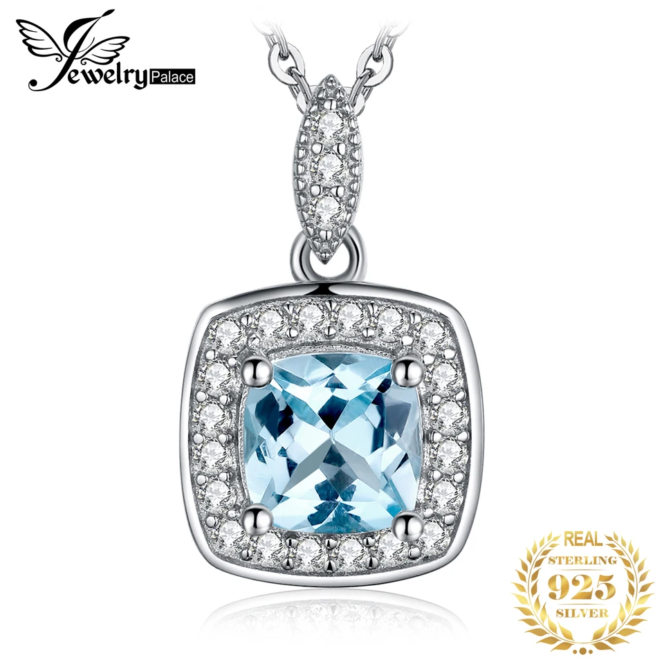 Klenotníckepalace prírodná obloha Blue Topaz prívesok náhrdelník 925