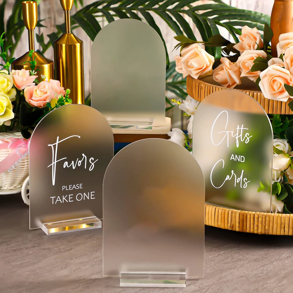 Klenuté akrylové značky so stojanom Blank Clear/Frost Acryl Table číslo so stojanom, DIY svadobné dekorácie Zoznam zoznamu