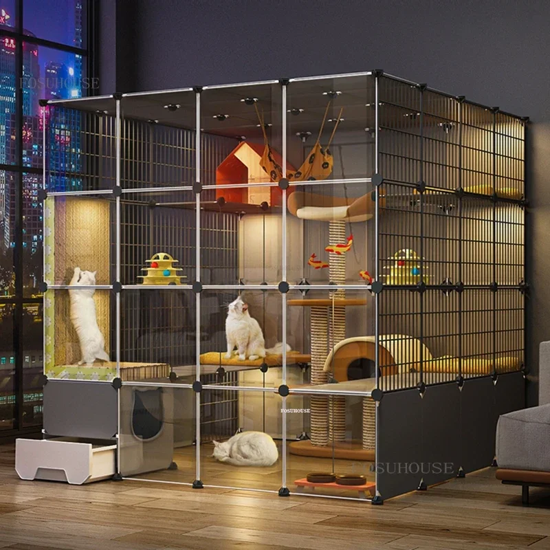 Klietky mačiek super veľký voľný priestor klietkový dom dom dom Indoor Cat Villa Cat Litter Box Cat Cat Cat