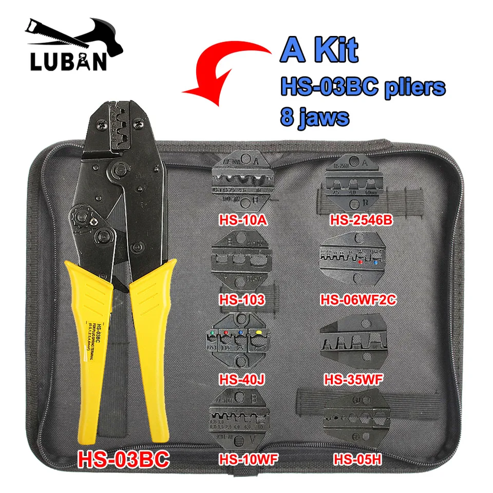 Kliešte HS-03BC a 8 čeľustí súprava na izoláciu na izoláciu bez izolácie Kopírka Kopty Kopty Kopty 230 mm svorky 230 mm