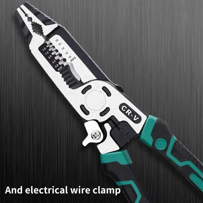 Kliešte na kriminačné kliešte 10 v 1 drôtových rezačkách Crimping drôt Stripper High Carbon Ocen Profesionálne ručné náradie pre elektrikárov
