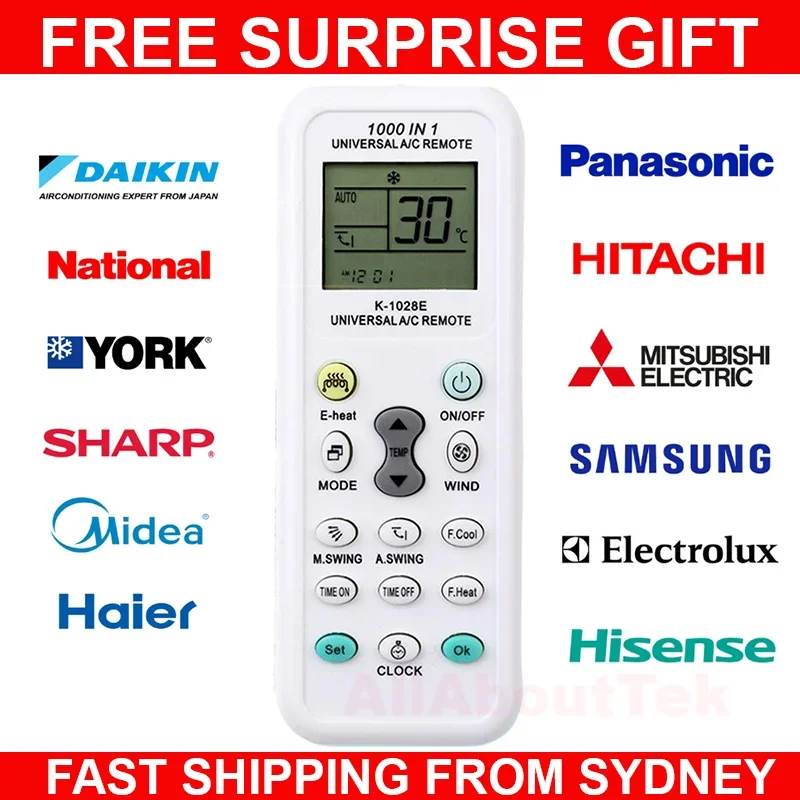 Klimatizácia Univerzálne diaľkové ovládanie Jedným kliknutím Nastavenia pre všetky hlavné značky bez kódu LCD displej 1000 z 1