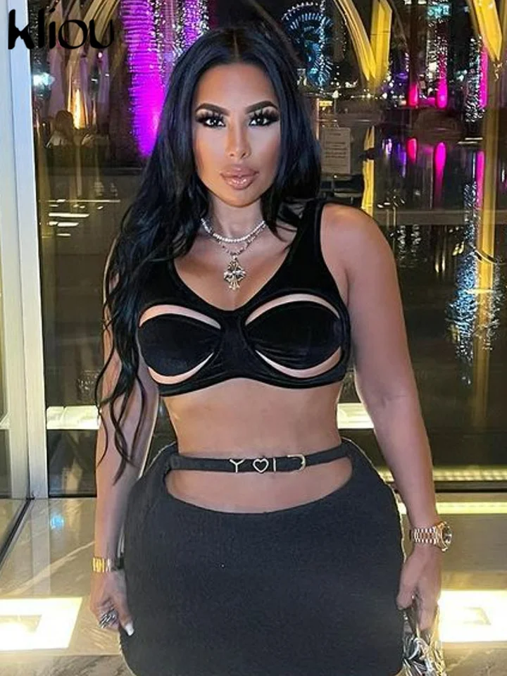 kliou pleuche sexy horúce bikiny Camisoly Ženy ohromujúce vystrihnutie solídneho stručného tenkého klubu Party Crop Vests Female Nové nočné vrcholy Tops
