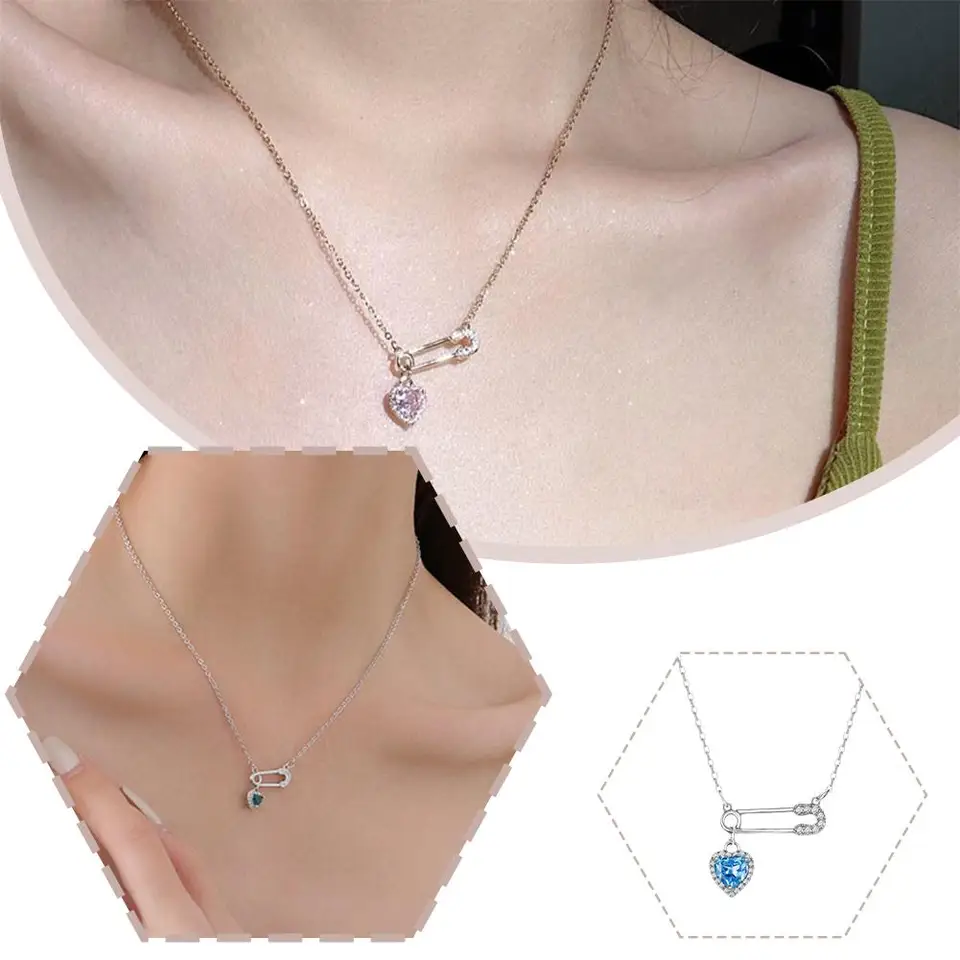 Klip o bezpečnostnom špendlíku Láska prívesok Náhrdelník pre ženy duté golierové reťaze collar kosti Choker Dámsky náhrdelník módne šperky C0Y0