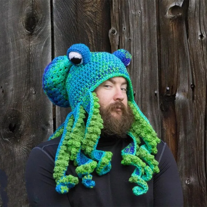 Klobúk unisex cthulhu štýl dospelých večierok vtipný chobotnica hlavy hlavy kreatívny sviatok darček zložitý vlnený klobúk
