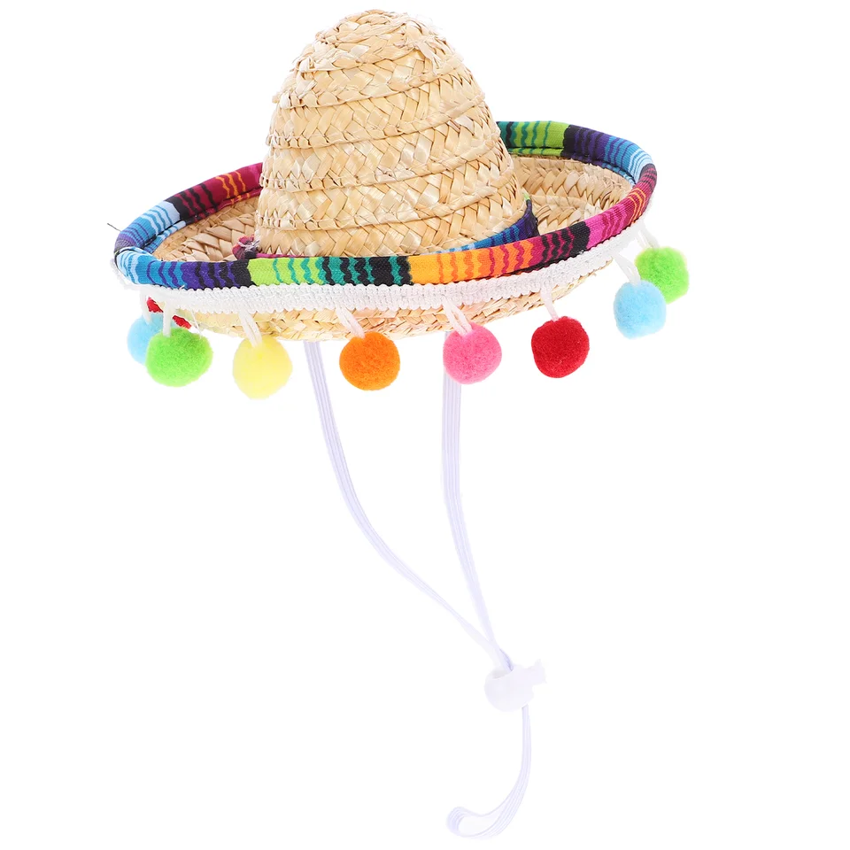 Klobúky Mini Party Small Mexican na Halloween letné sombrero dekorácie španielske pom tkané dieťa
