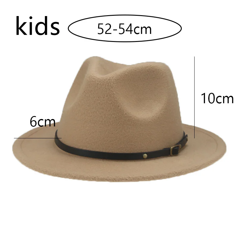 Klobúky pre ženy deti Dieťa Malé 52 cm Spevný pás Kids Fedora Formálne šaty Svadobné ťavy Čierne dieťa fedora klobúk Sombreros de Mujer