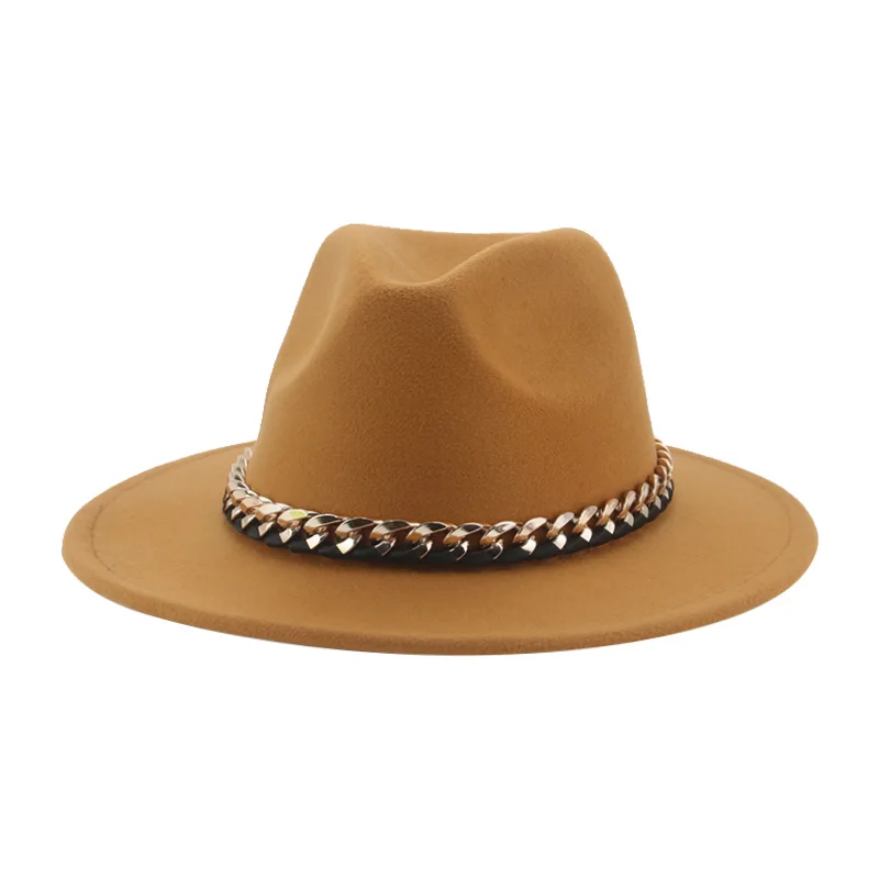 Klobúky pre ženy fedora žien klobúk Panama Hats for Men Cirkevný reťazec kovboj kovboj cast hip hop zimné dámske klobúk Sombrero hombre