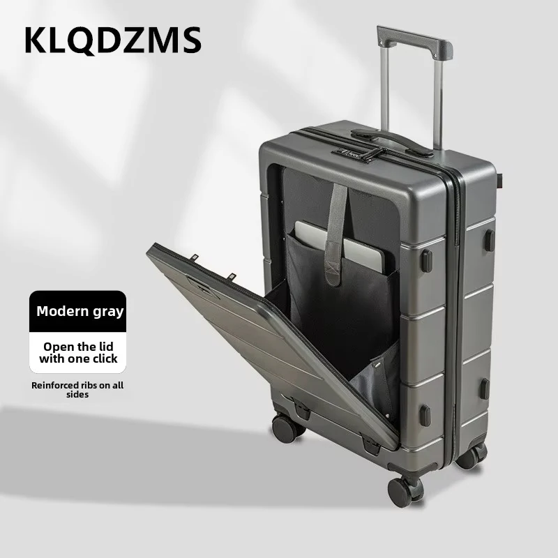 KlqDZMS vreckový kufrový kufrový kufrový predný otvor prenosné paluby na palube USB nabíjanie Trolley Case 20 