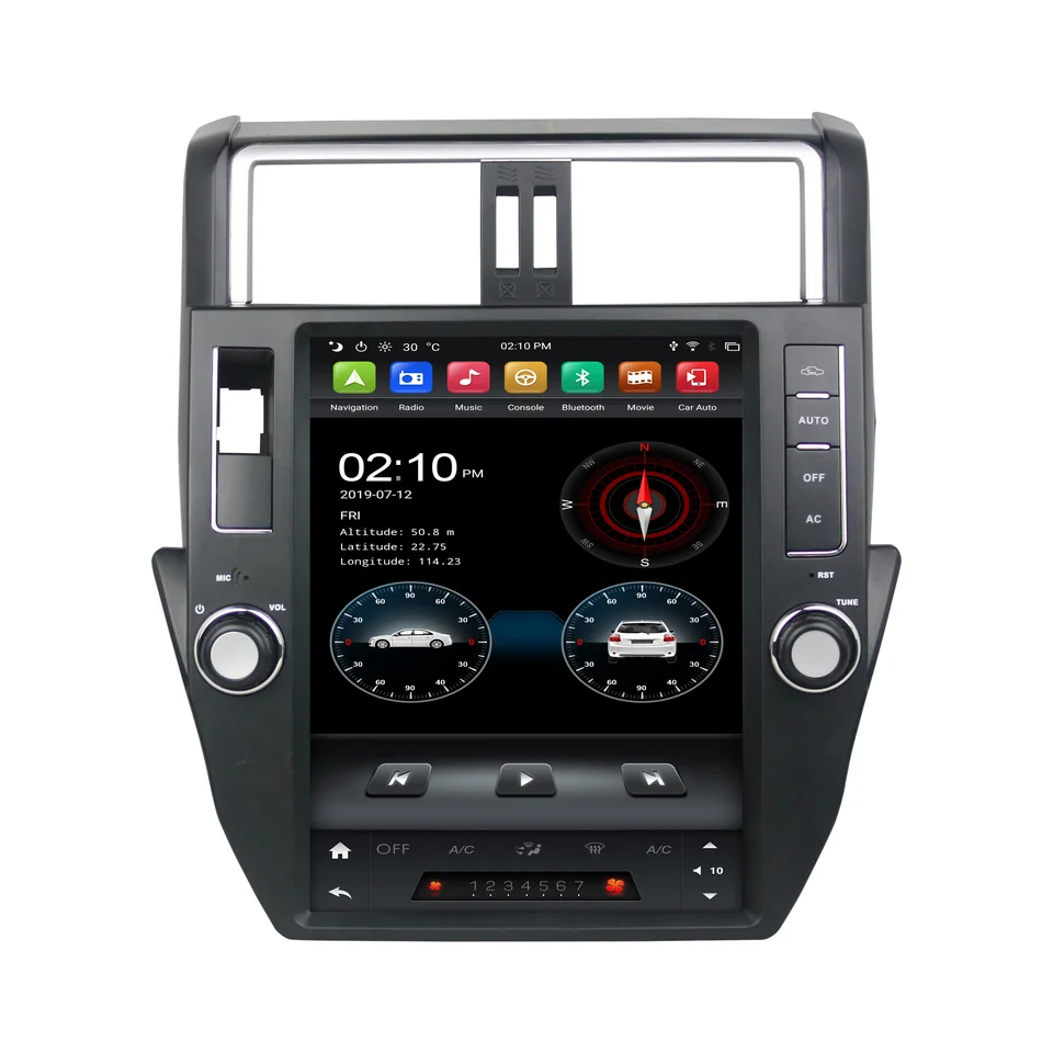 Klyde 12.1 '' Android 1 DI DVD Player pre Prado 2010 2011 2012 2013 PX6 Video dotykovej obrazovky